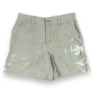 Patagonia Women’s Stand Up Hiking Shorts Green Organic Cotton Canvas Sz 10 Paint
